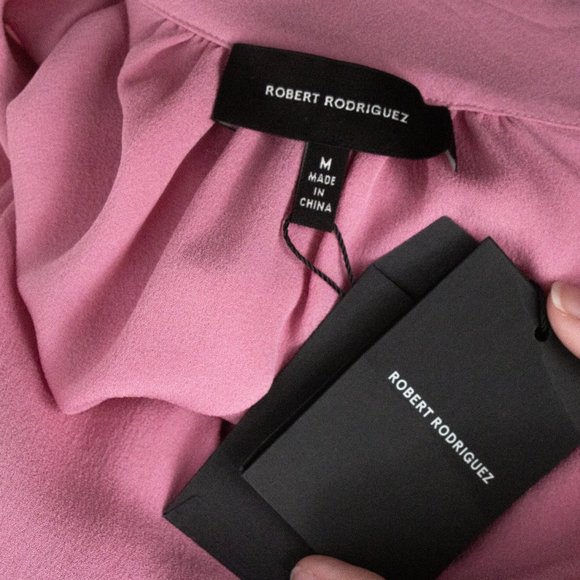 Robert Rodriguez M Silk Mock Neck Blouse Pink - Picture 10 of 12